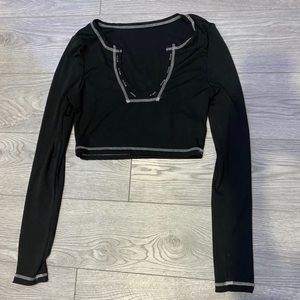 Long Sleeve Black Crop Top